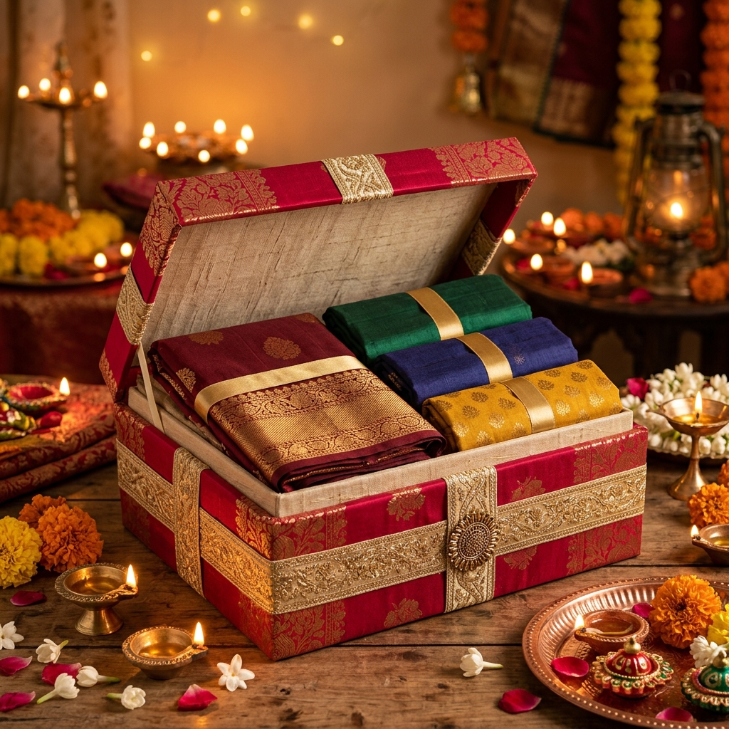 Gilded Silk Gift Box — Luxury Festive Set