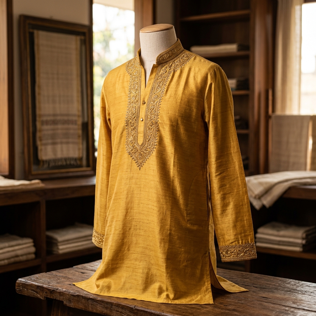 Ayodhya Gold Silk Kurta — Muga Silk