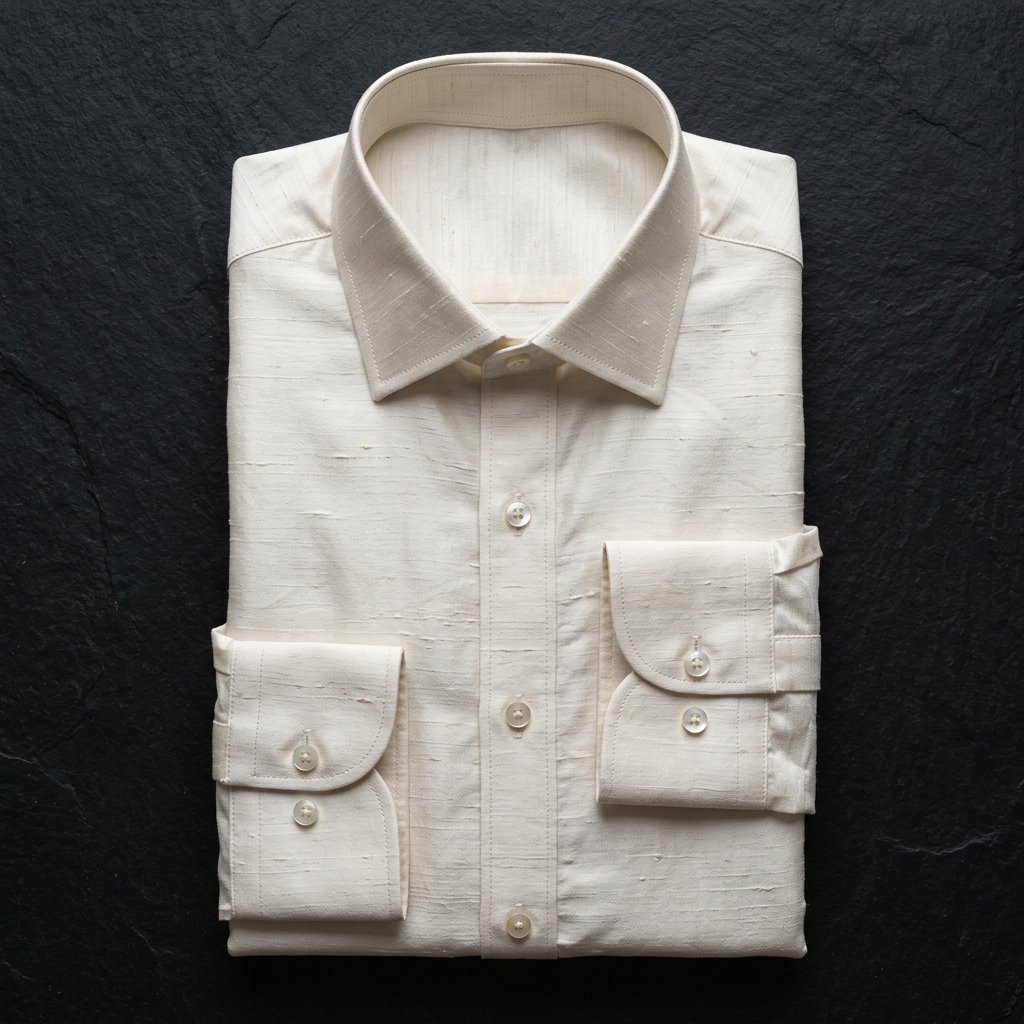 Imperial Raw Silk Shirt — Ivory White